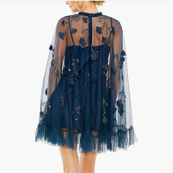 Mac Duggal Womens Embellished Long Sleeve Trapeze Dress in dark teal - Picture 2 of 3